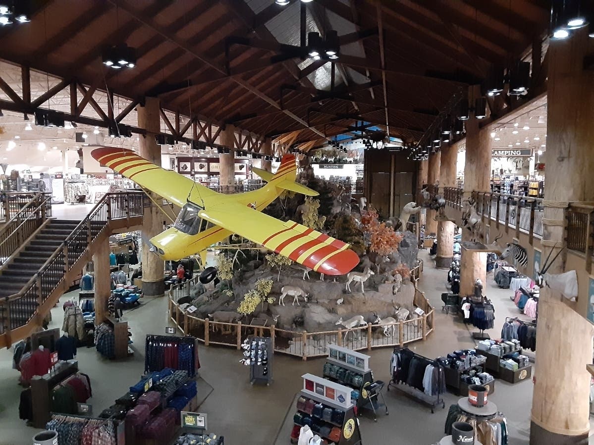 The indoor plane flying at Cabela's in East Hartford. 