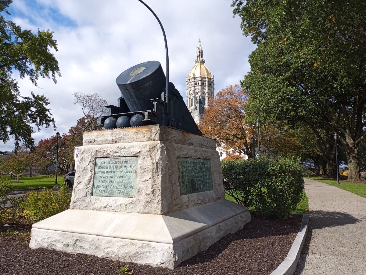 The Civil War Mortar on the Connecticut Capitol Lawn.