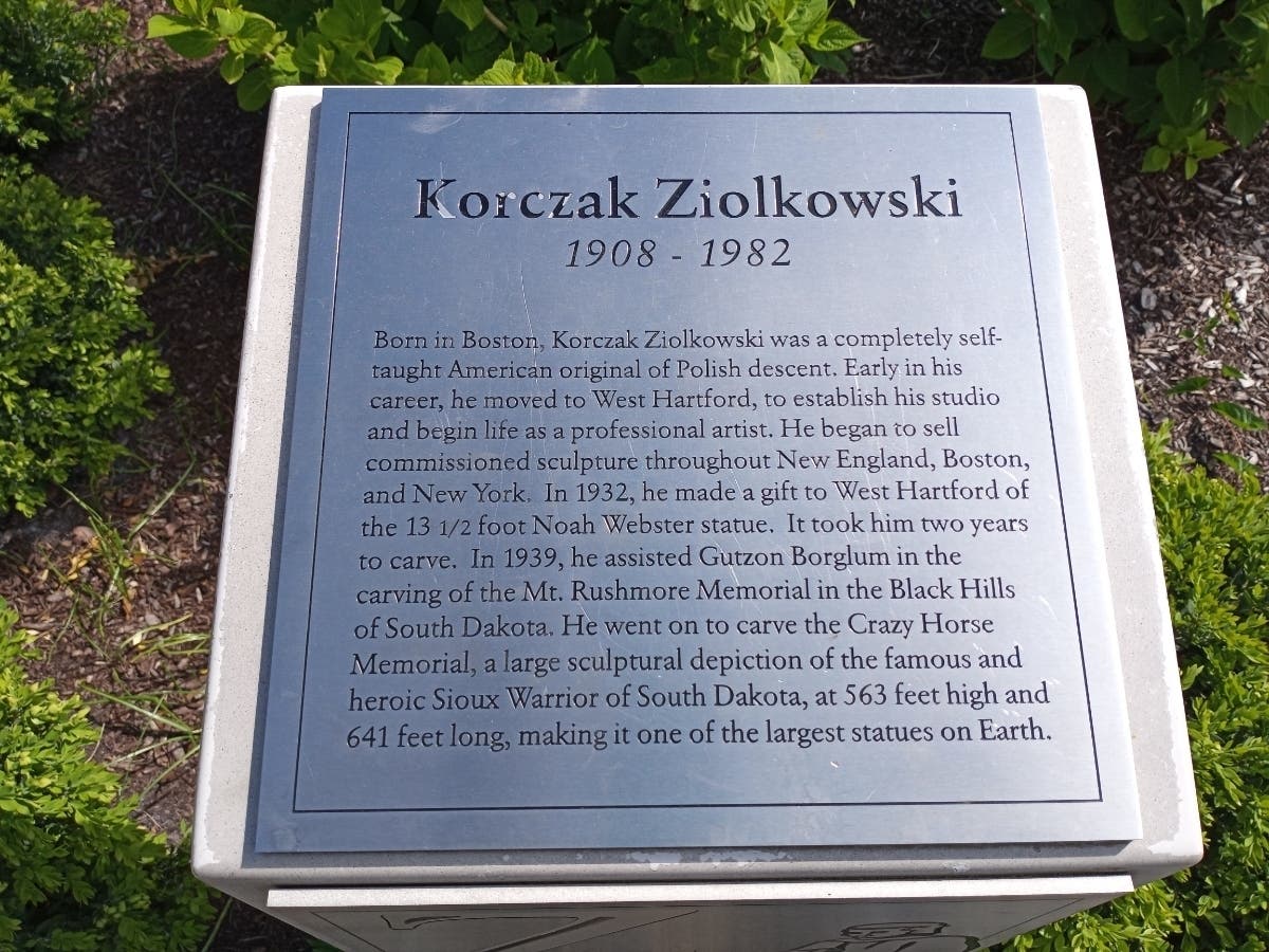 A monument to artist Korczak Ziolkowsky is in West Hartford.