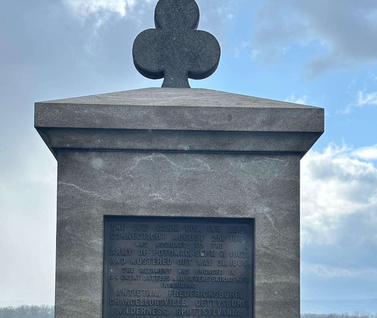 The 14th Connecticut monument at Gettysburg.