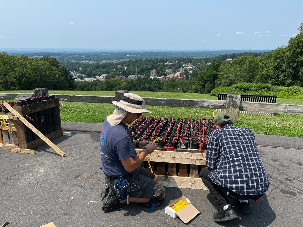 Preparations for fireworks displays, like the one in Vernon each year, are complicated. 