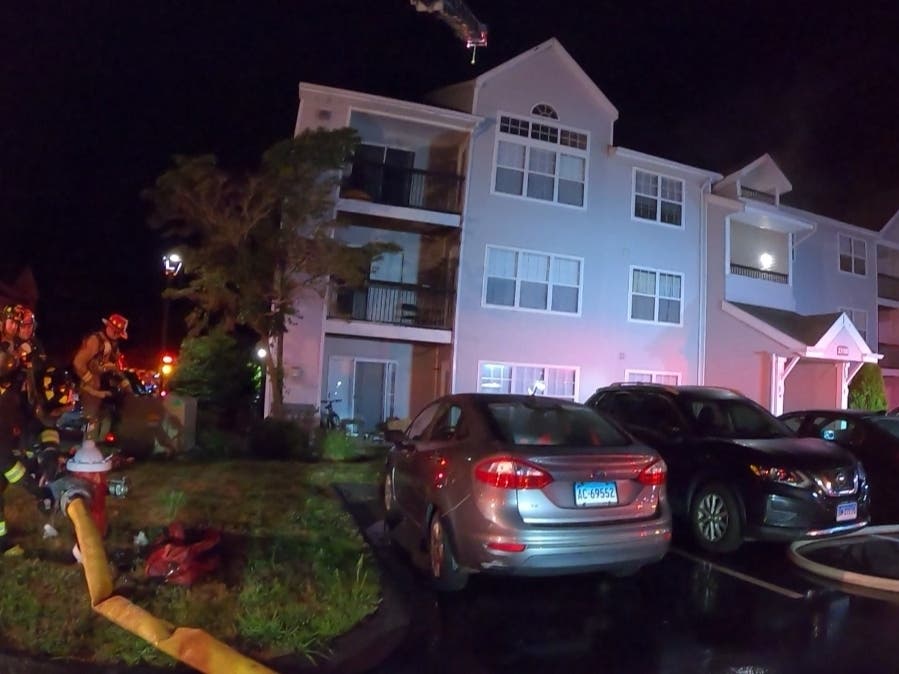 A fire broke out at The Pavilions apartment complex in Manchester early Friday morning. 