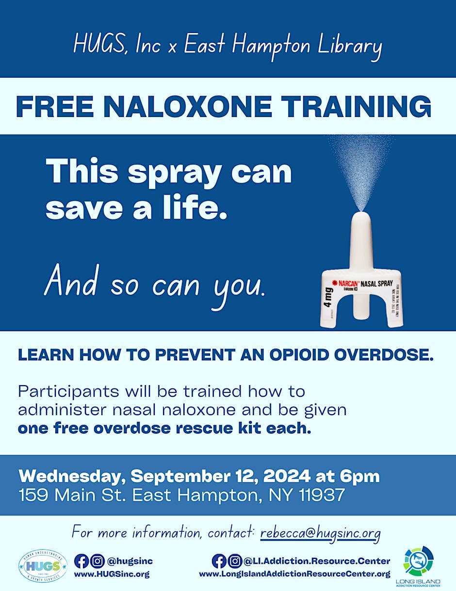 Naloxone Training presented by Hugs Inc. Free Event open to the community