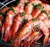 Boiled shrimp with parsley.