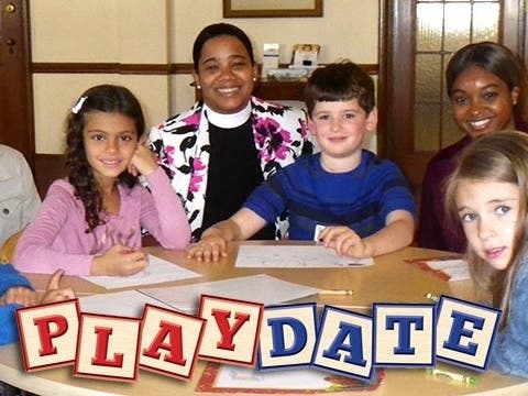 Kathleen Register (L), the Very Rev. Miguelina Howell (C), and Shanice Outar (R) with PlayDate guests.