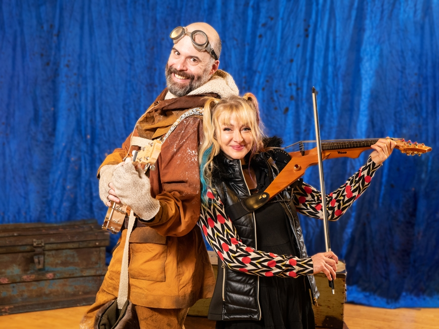 Matt Daniels (Ernest Shackleton) and Janice Martin (Kat) in rehearsal for Skylight Music Theatre’s production of Ernest Shackleton Loves Me.