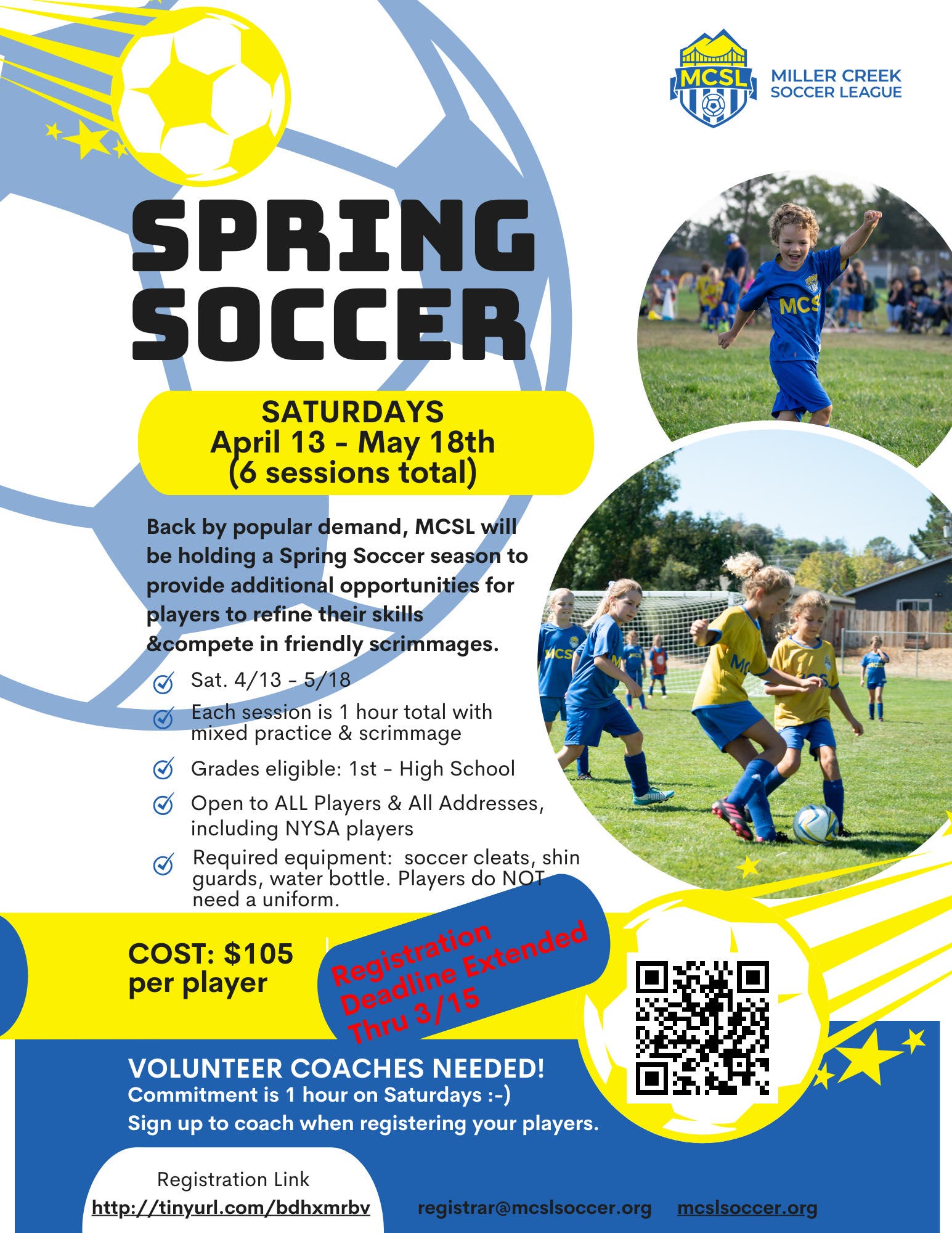 MCSL Spring Soccer Registration LAST DAY TO SIGN UP BEFORE RATES GO UP