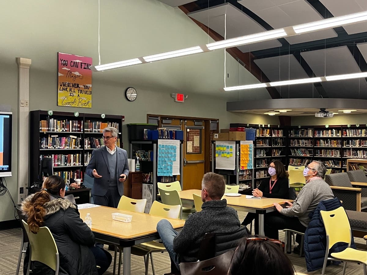 Frank Kros has been working with parents and students at Southampton Intermediate School through a series of grant-funded workshops, the district said. 