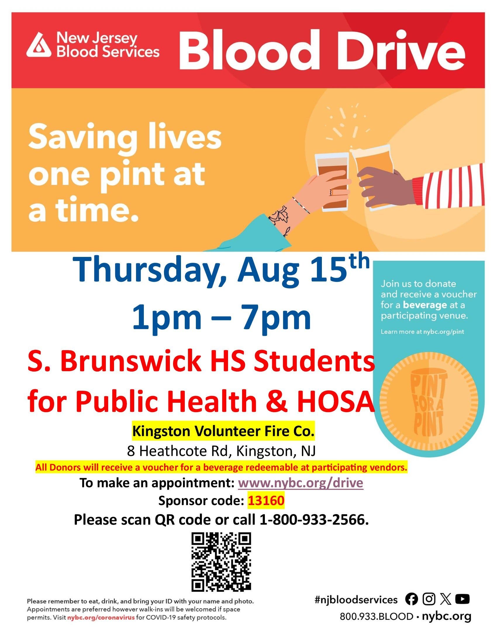 Kingston Community Blood Drive - Pint for a Pint!