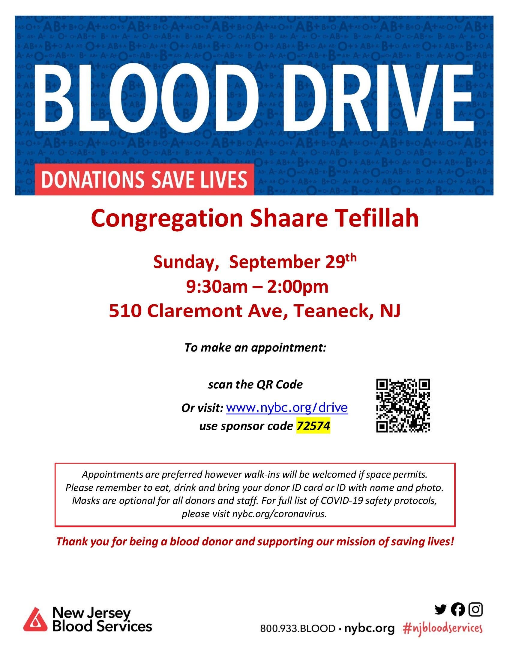 Teaneck Community Blood Drive