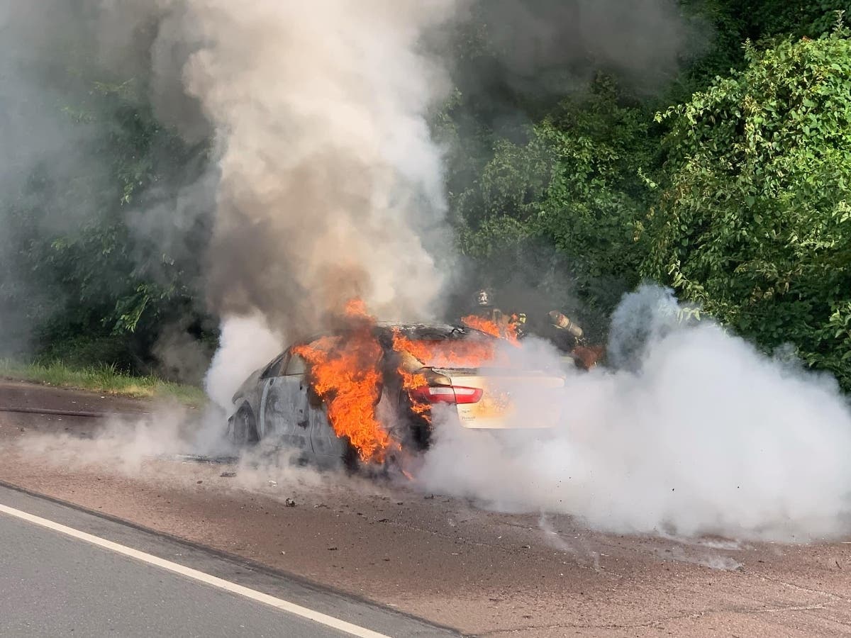 Car Fire Delays Traffic On Route 1