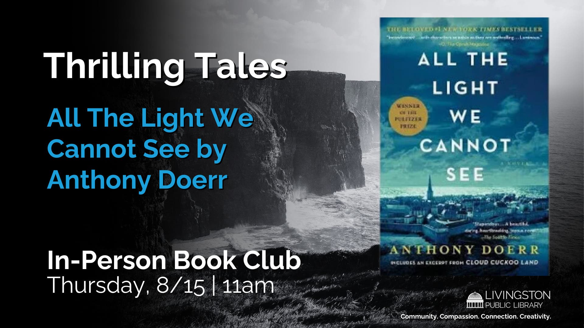 Thrilling Tales Book Discussion: All The Light We Cannot See by Anthony Doerr