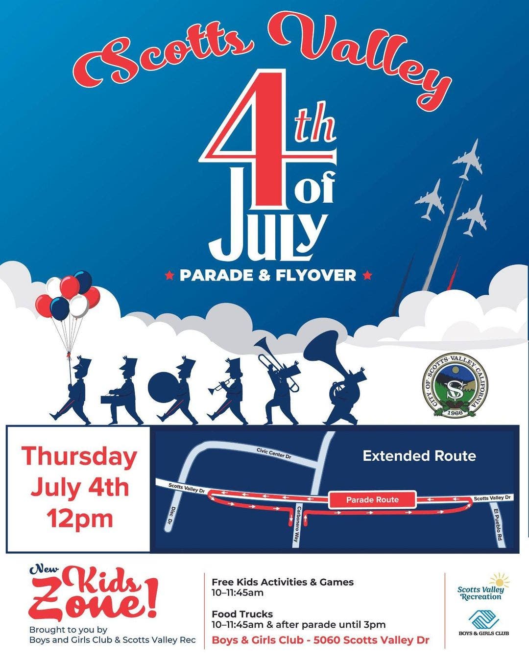 July 4th Parade & Flyover, Kids Zone 2024: Scotts Valley