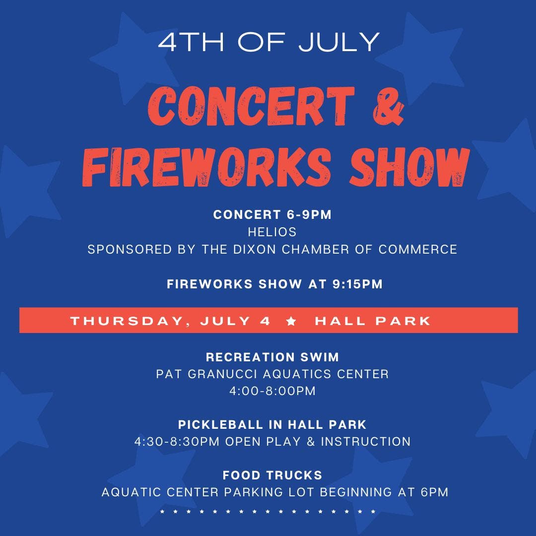 July 4th Concert & Fireworks 2024: Hall Park, Dixon