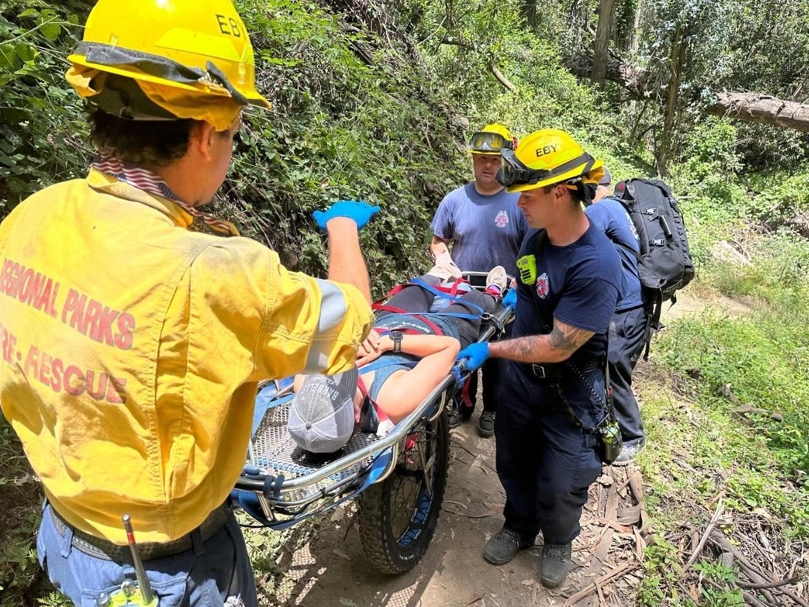 The hiker suffered a broken ankle.