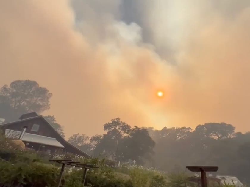 The Point Fire burns Sunday in northern Sonoma County.