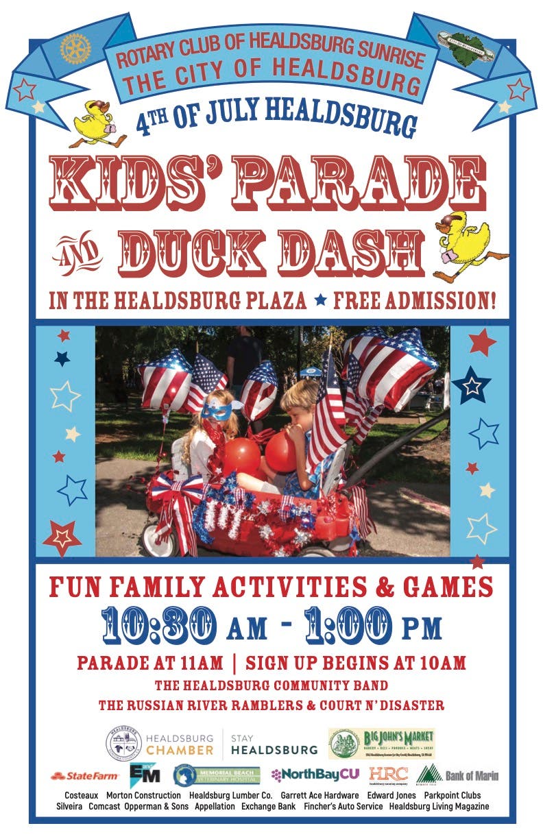 Healdsburg's 4th of July Kids Parade and Duck Dash