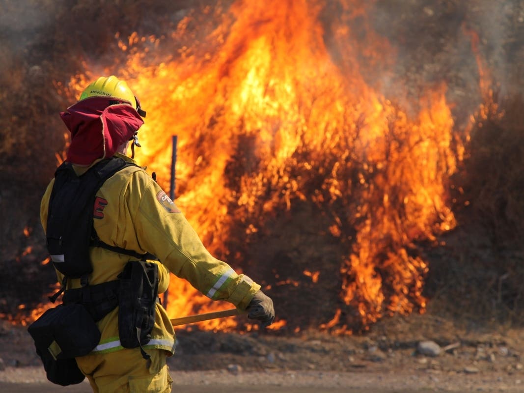 The Empire Fire was reported at 3:09 p.m. Wednesday near Brentwood.