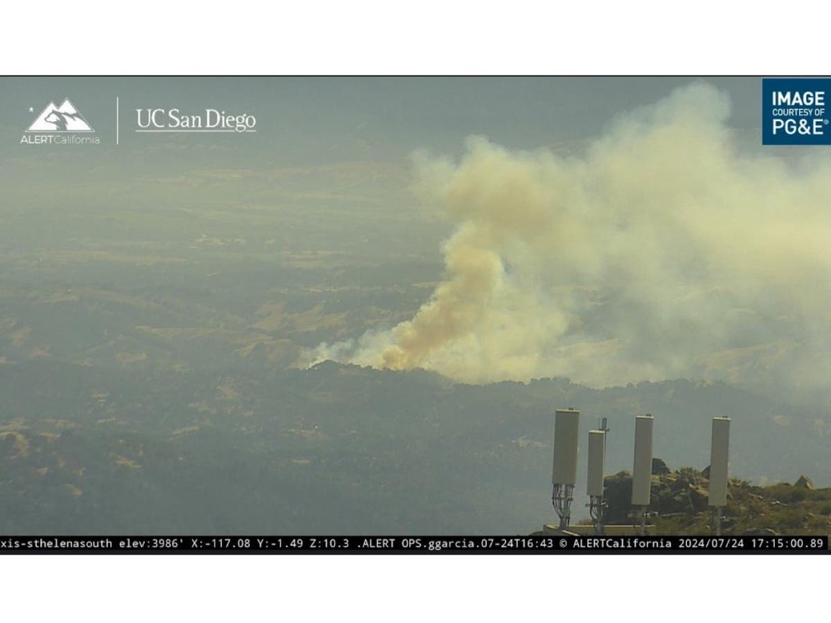 Smoke from the Flora Fire in Sonoma County billows into the sky Wednesday.