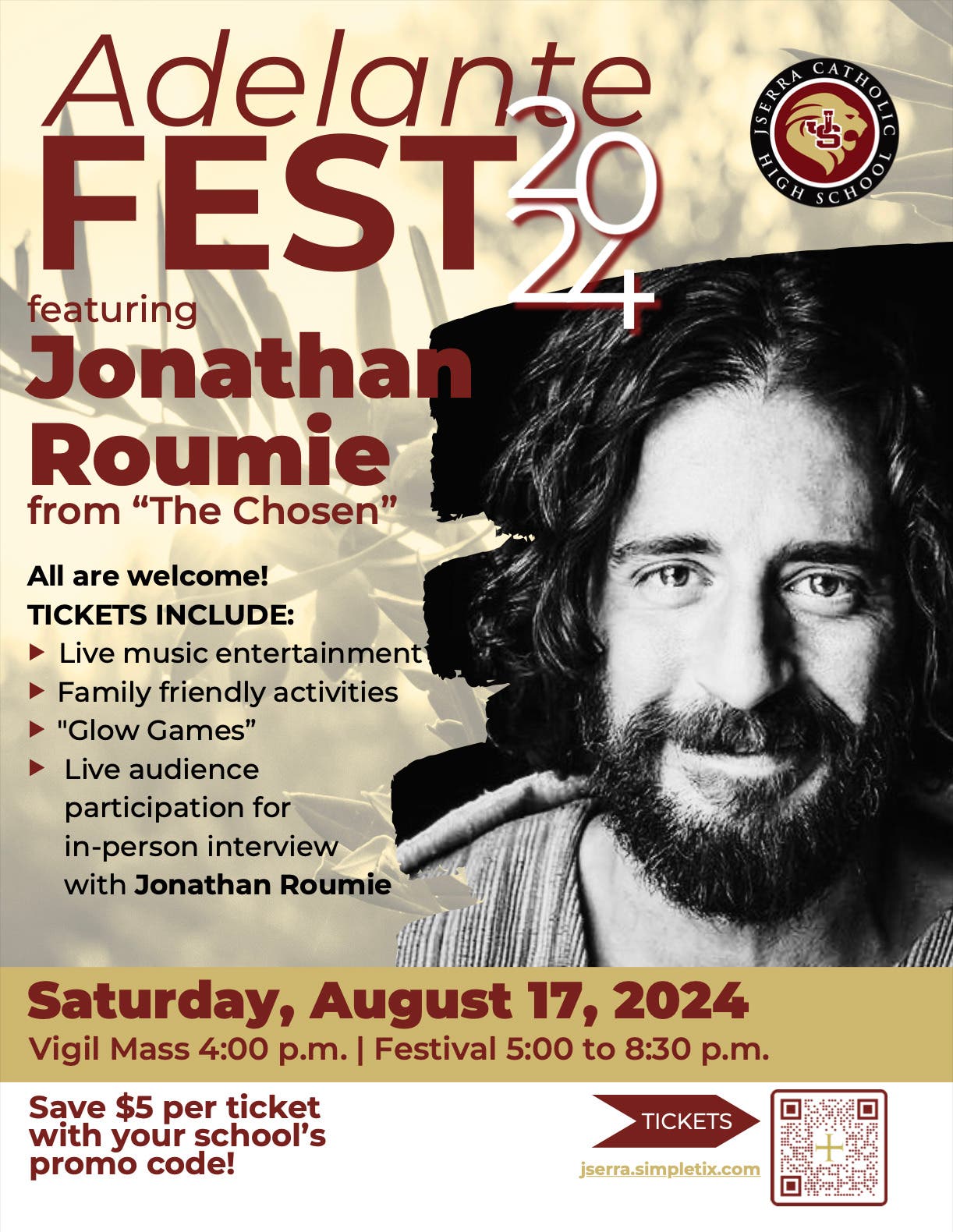 JSerra's Annual Adelante Fest Featuring Interview with Jonathan Roumie, Star of THE CHOSEN