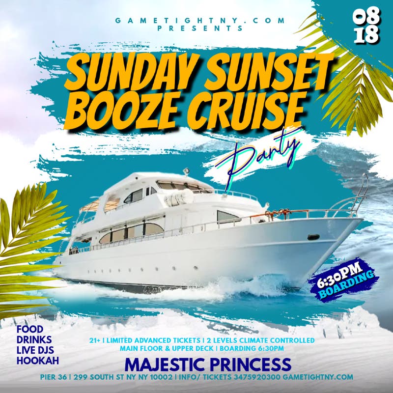 NYC Summer Sunday Sunset Majestic Princess Yacht Party Booze Cruise 2024