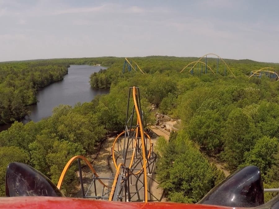 A photo captured by the camera strapped to the water person nicknamed "Mother Leeds" shows the view from the top of the 13-foot peak of the coaster. 