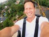 Patrick Wilson smiles as the Jersey Devil Coaster makes its 13-story ascent at Six Flags Great Adventure on July 2. The star of "The Conjuring" movies had a thrilling time on the ride and shared it with fans. 