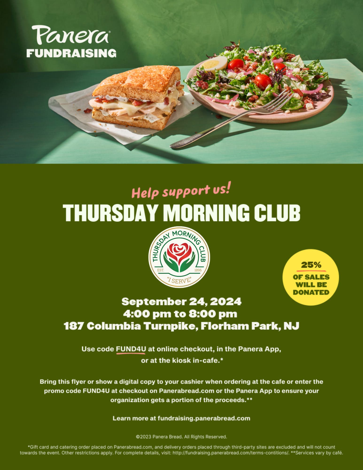 Thursday Morning Club Fundraiser at Panera