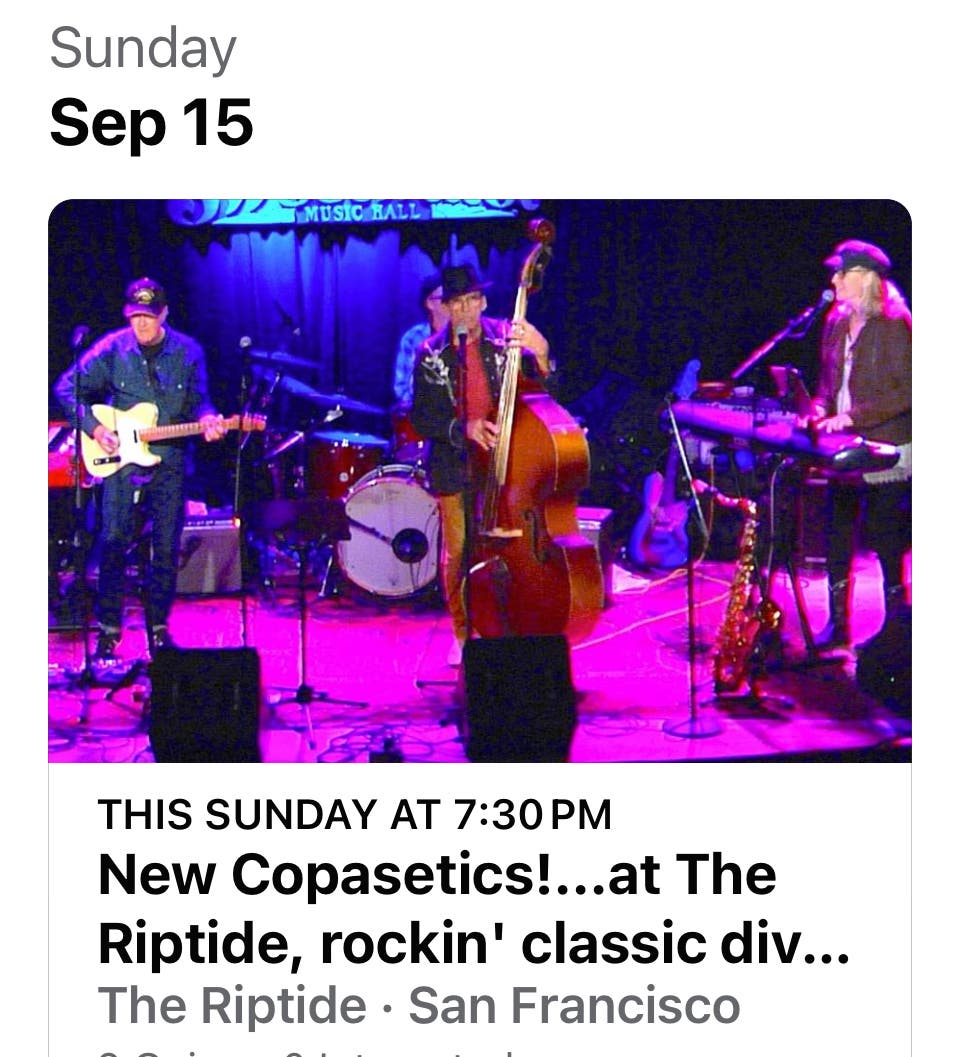 New Copasetics!... American Roots at The Riptide Taraval St, SF, Sunday, Sept 15, 7:30 