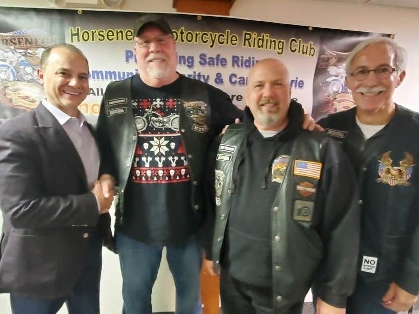 From left, Mayor Al Anthony, incoming president Steve Lichtenstein, outgoing president Ira Sessler and Councilperson (and club member) Rudy Fernandez.