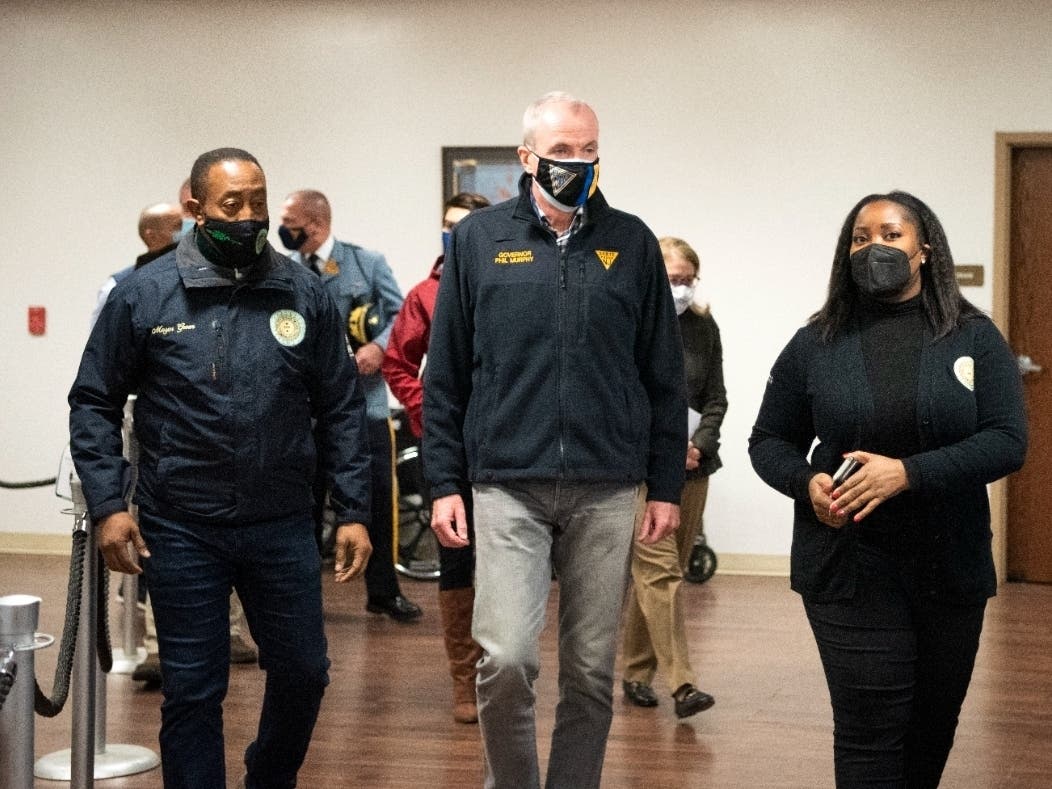 Gov. Phil Murphy tours a new federal COVID-19 testing site in East Orange on Friday.