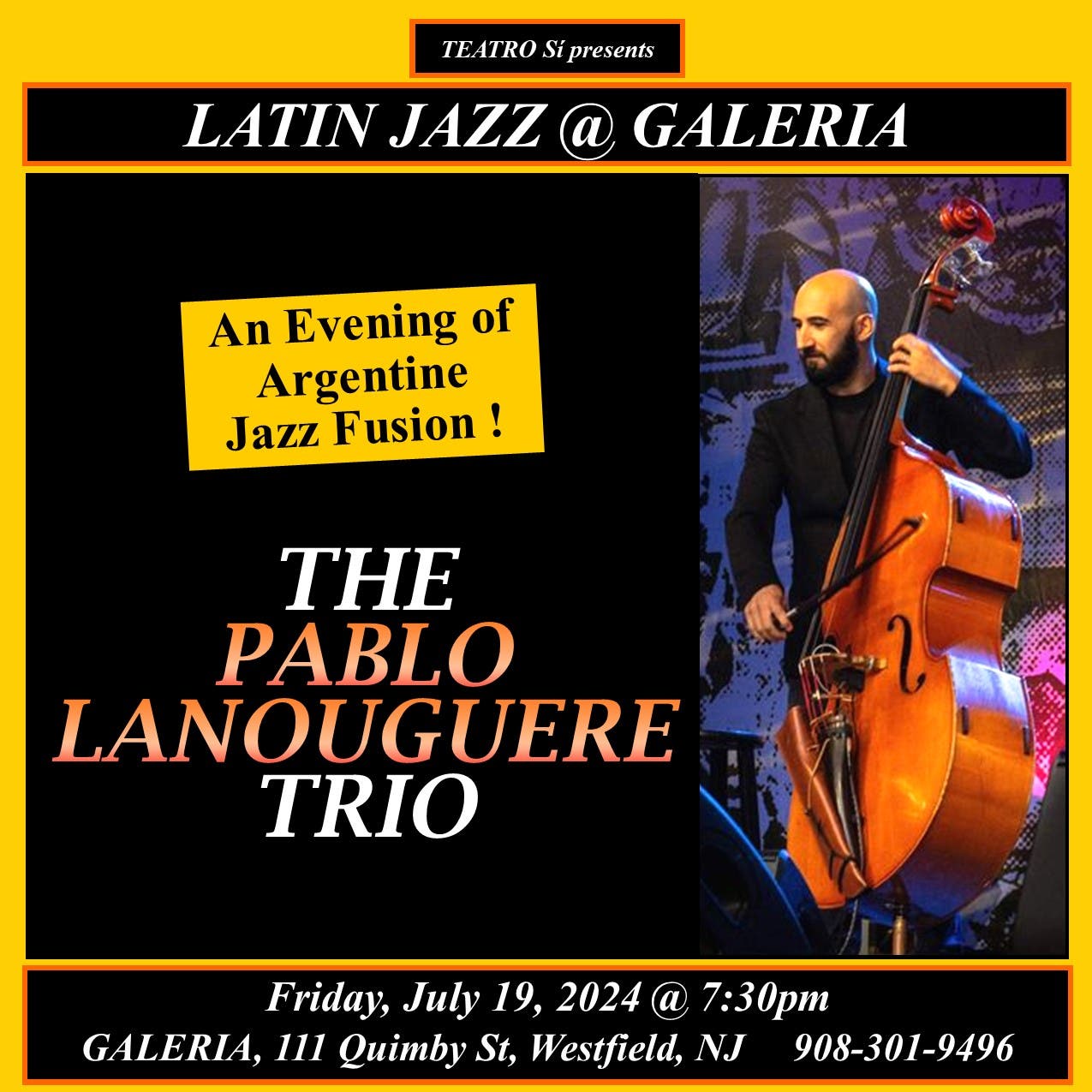 LATIN JAZZ @ GALERIA concert with The Pablo Lanouguere Trio