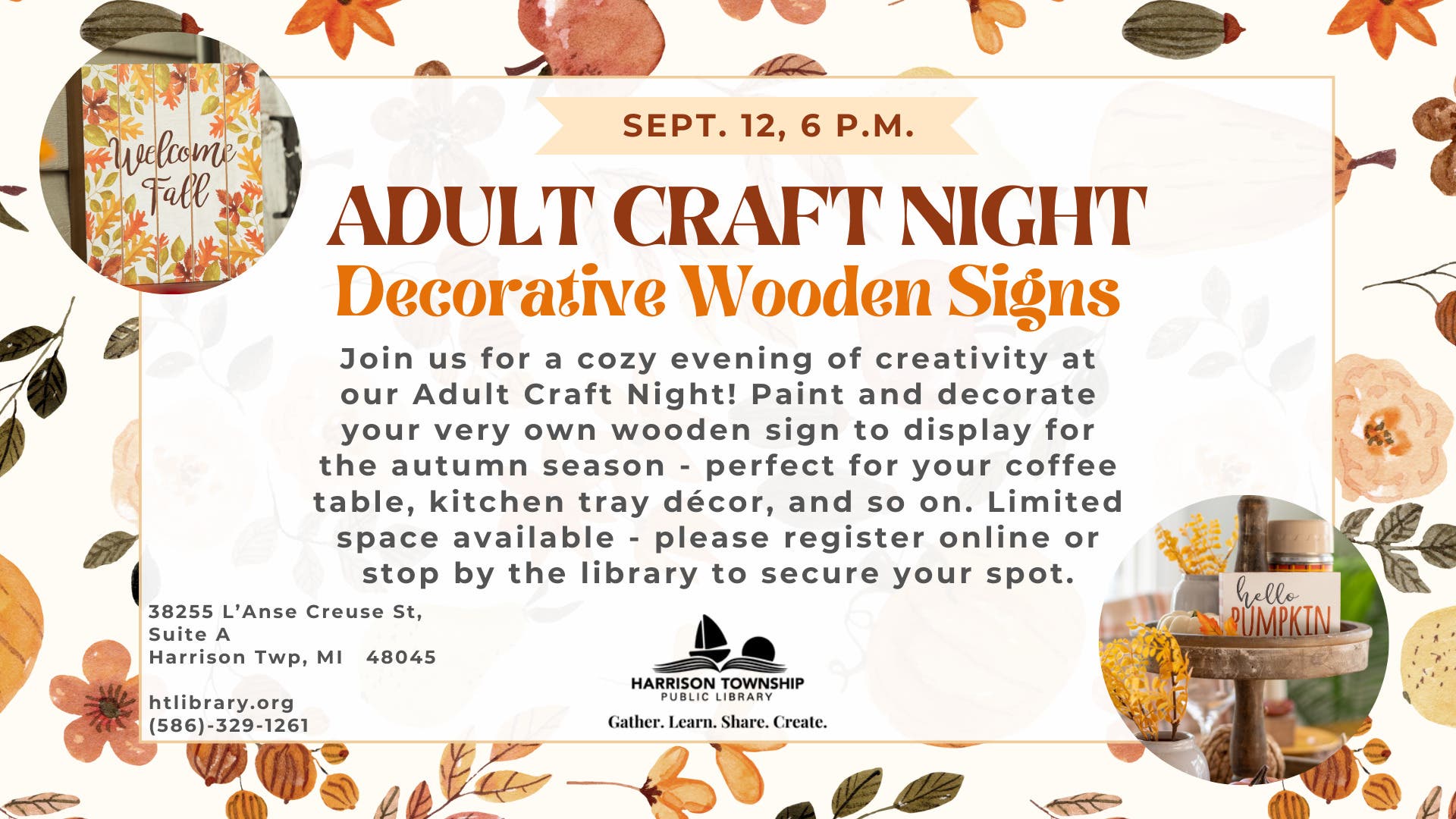 Adult Craft Night: Decorative Wooden Sign