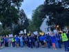 The nurses held a silent protest outside the Maplewood home of RWJBarnabas Health CEO Mark Manigan on Sept. 9.