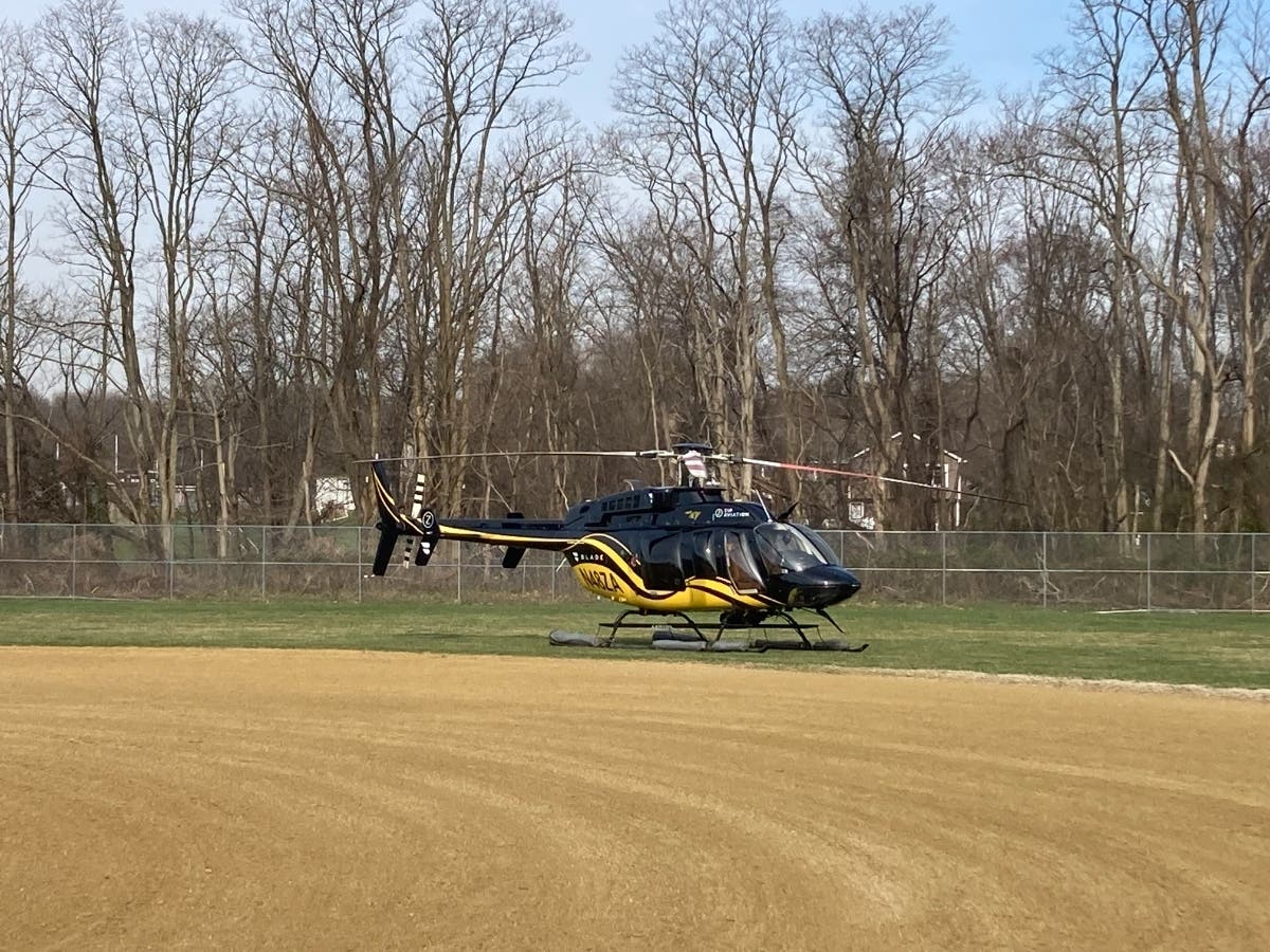 Middletown Mayor Tony Perry provided this photo of the helicopter on the baseball field at High School North Thursday morning.