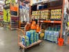 Hazlet Home Depot team members loading up bottled water to donate to Chapel Hill Family Medicine.