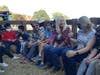 Bernards Township Mayor Janice Fields taking a hayride with local residents.