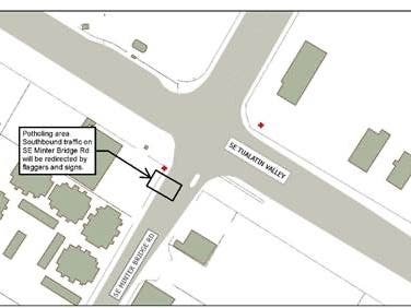 There will be roadwork at the intersection of Southeast Tualatin Valley Highway and Southeast Minter Bridge Road Monday night.