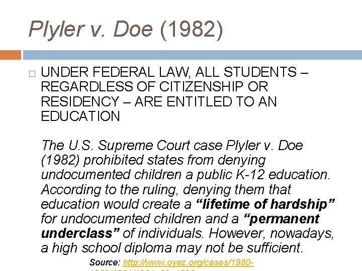 Plyler v. Doe Decision Crushing School Districts