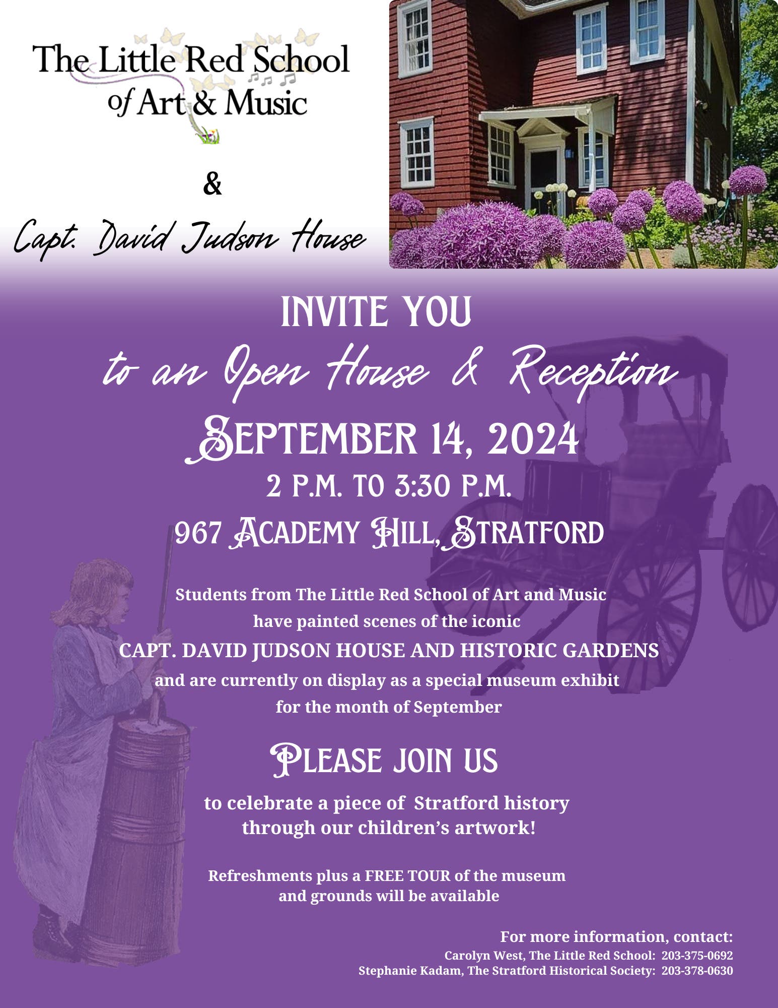 Art Reception at Capt. David Judson House hosted by Little Red School & Stratford Historical Society