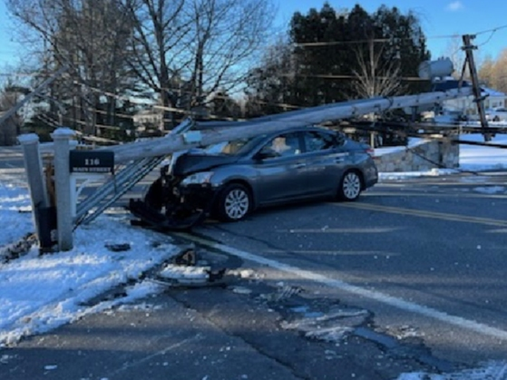 A Shrewsbury woman was taken to a hospital after a crash along Main Street in Southborough on Wednesday.