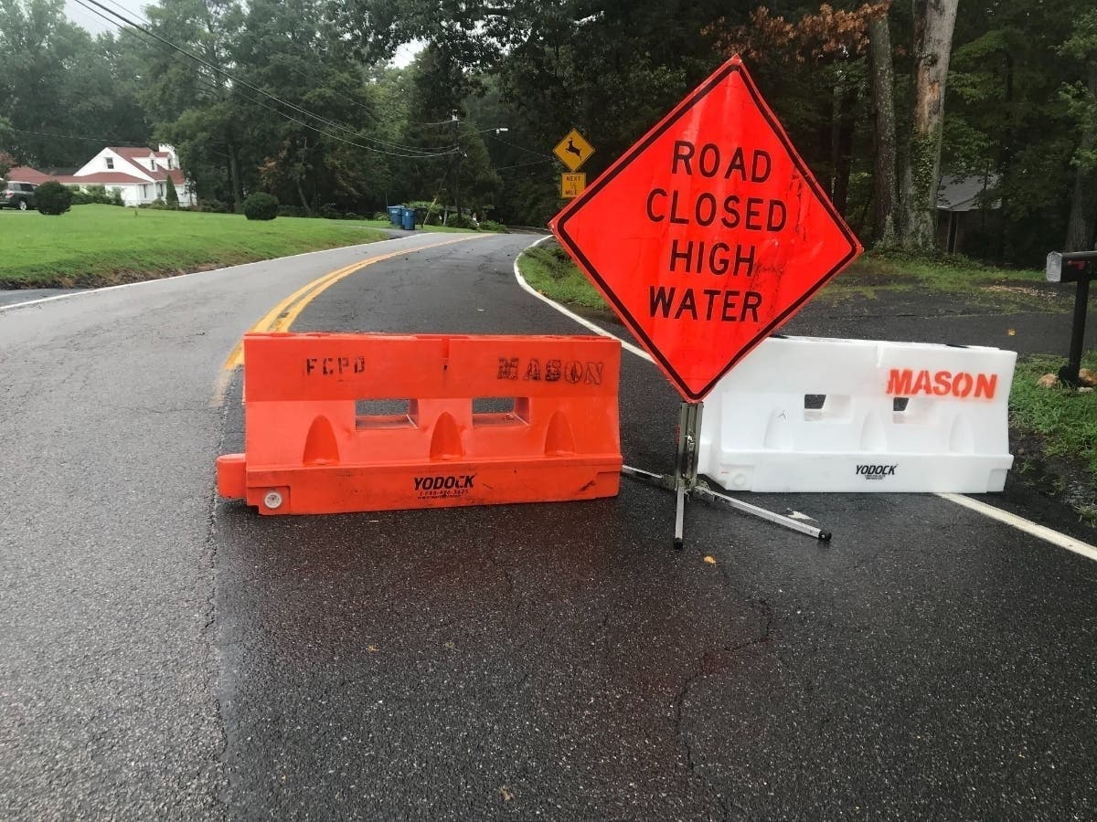 Flooded roads, downed trees and outages are impacting Fairfax County, and more rain is expected from Ida remnants on Wednesday, Sept. 1.