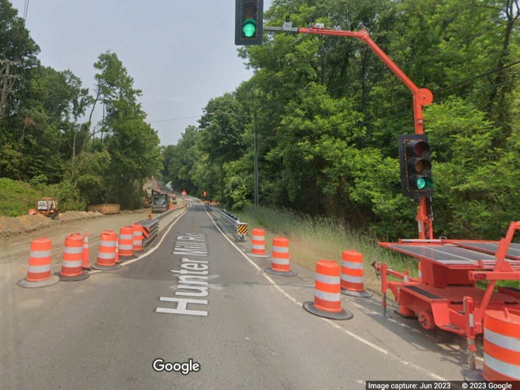 The Hunter Mill Road bridge over Colvin run project is now complete and open to two-way traffic.