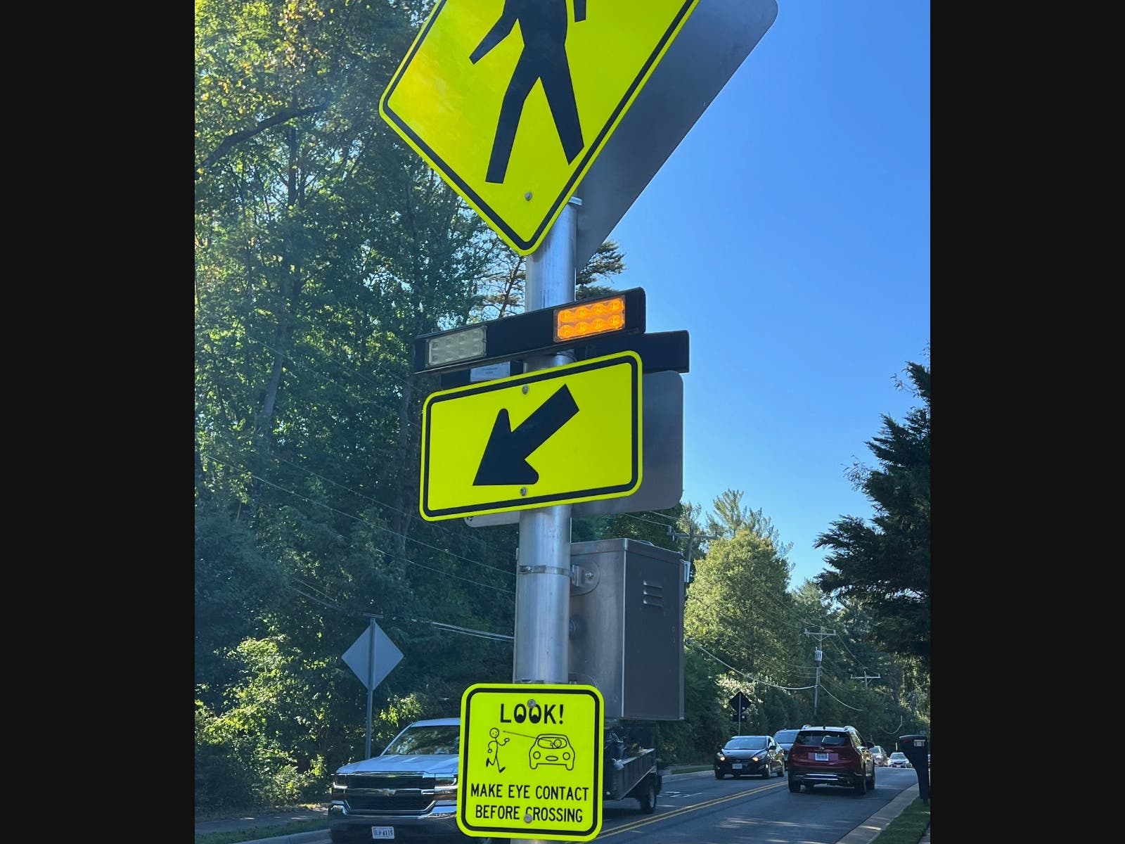 The Town of Vienna's "Eye to Eye" campaign encourages eye contact between pedestrians and drivers to promote pedestrian safety.