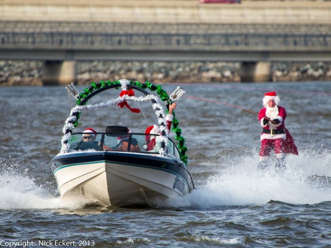 Waterskiing Santa will return to the Alexandria waterfront with a Christmas Eve 2023 show. 