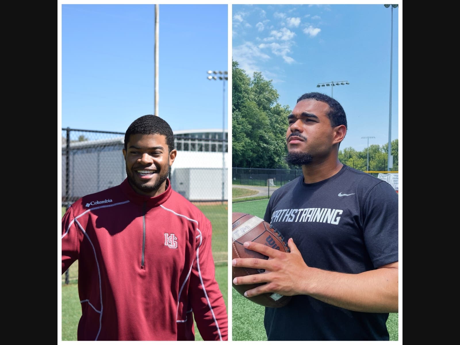 Julian Garrett (right) and Jameel Siler (left), two former teammates at Centreville High School, formed a business together in Vienna to coach young athletes. 