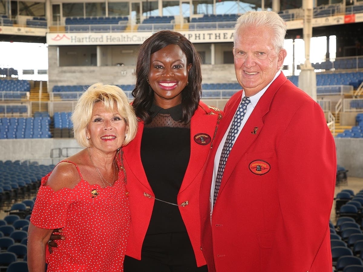 (L-R) Shelton Residents Lisa Carroll, Ringmaster Dr. Camelia Lawrence, and Charlie Carroll, Executive Director of the Barnum Festival