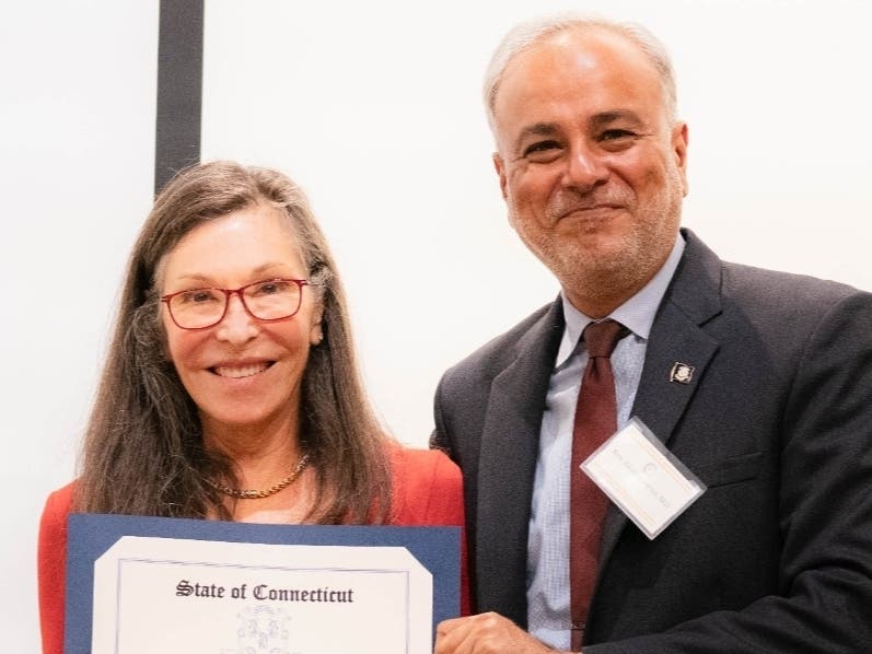 State Senator Saud Anwar, MD, Presents Laureen Rubino, MD, with State Citation for HCMA Distinguished Service Award