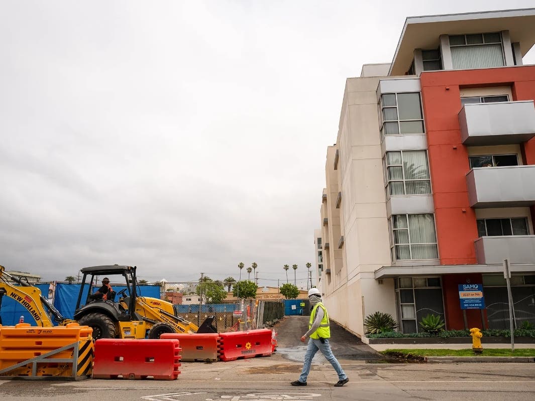 Trades unions seek agreements about who gets to build homes if the Bay Area's huge new housing bond passes in November. Construction near 7th Street and Broadway in Santa Monica on May 24, 2023. 