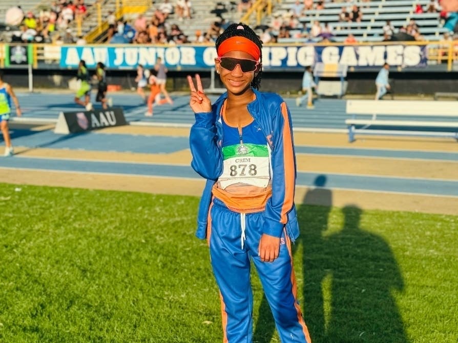 Ernest and Cassie Crim's oldest daughter, Chloe Crim, received All-American honors at the recent AAU Junior Olympics in Greensboro, NC at the beginning of August. 